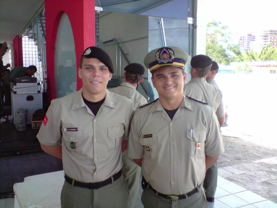 Bruno and his colleague using the Police uniform for a celebration in Brazil